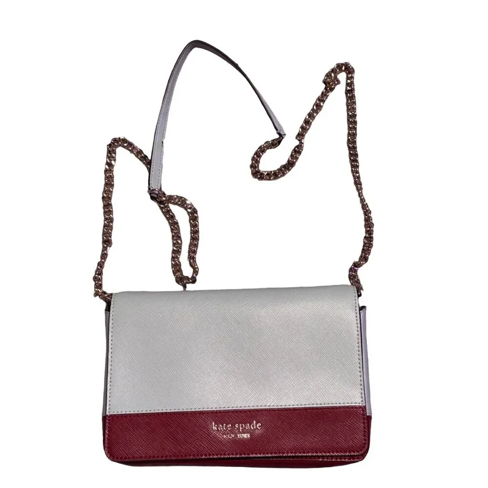 Kate Spade Crossbody Wallet On A Chain Leather Light Blue & Brown 5.25x7.5